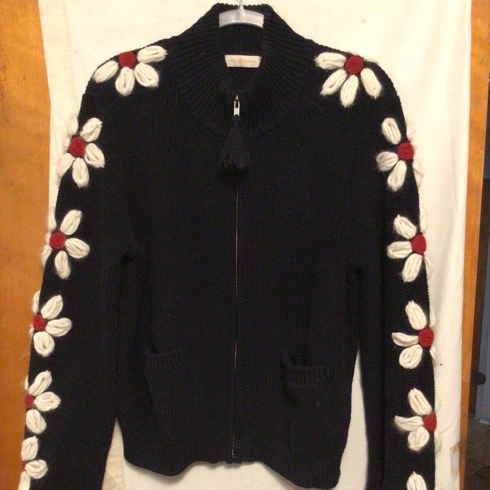 Tory Burch bold embroidered flower at the sleeve unique pattern SZ XL /TG - Picture 3 of 9